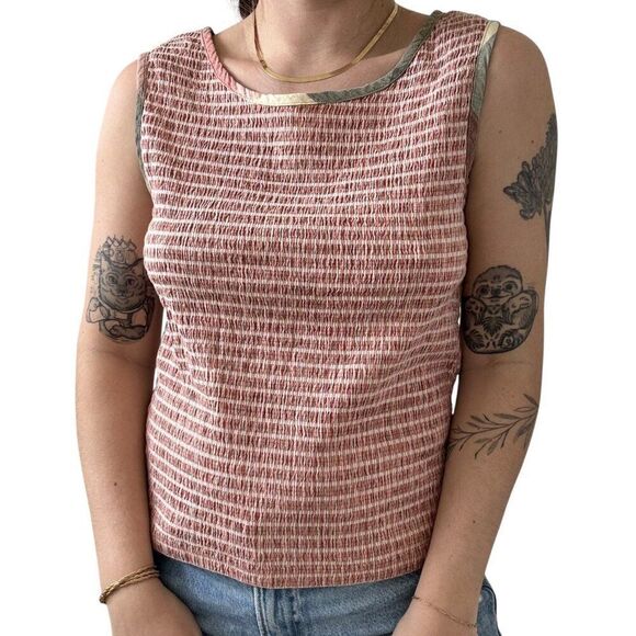 Vintage Dressbarn Womens Smock Stretchy Orange Striped Cotton Summer Tank Top 1X - Picture 5 of 5